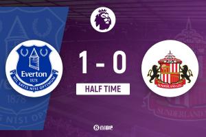 半场-埃弗顿1-0桑德兰 罗尔远射破门阿德雷特伤退黑猫0射正配图