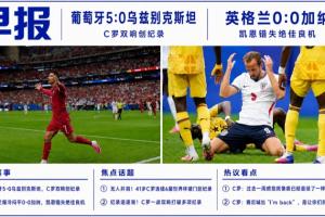 世界杯早报:C罗双响创纪录!葡萄牙5-0大胜 英格兰0-0闷平加纳配图