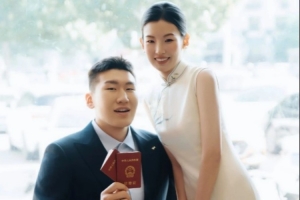 百年好合！李炎哲晒与爱人领取结婚证的照片：配图