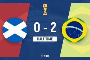 半场-巴西2-0苏格兰 维尼修斯双响+连续3场破门 麦肯纳送大礼配图