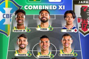 日本仅2人入选！巴西vs日本联合最佳阵：维尼修斯、卡塞米罗领衔配图