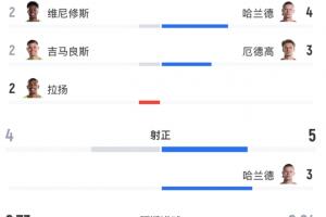全场数据：巴西14射4正预期进球2.73，挪威9射5正预期进球0.84配图