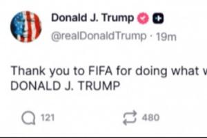 特朗普:感谢FIFA做了正确的事,纠正了这一重大不公配图