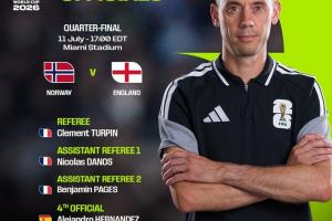 FIFA官方:蒂尔潘&法国裁判组执法世界杯1/4决赛挪威vs英格兰配图